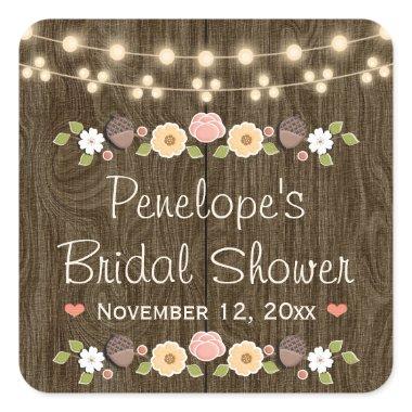 Blush String of Lights Rustic Fall  Square Sticker