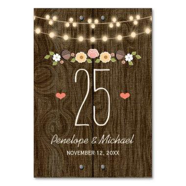 BLUSH STRING OF LIGHTS RUSTIC FALL TABLE NUMBER