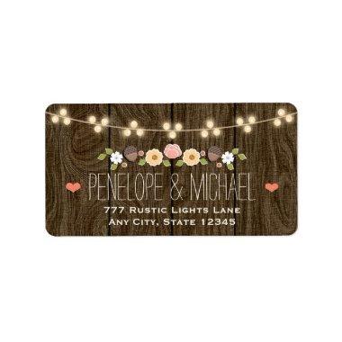 Blush String of Lights Rustic Fall Wedding Label