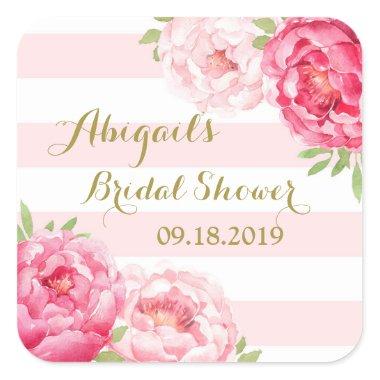 Blush Stripes Pink Floral Bridal Shower Favor Tag