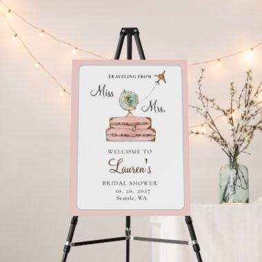 Blush Suitcases Miss to Mrs Bridal Shower welcome Foam Board