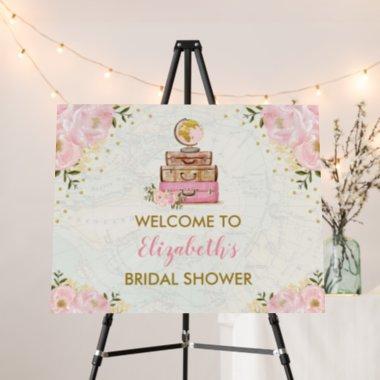 Blush Travel Bridal Shower Vintage Map Welcome Foam Board