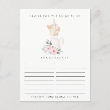 Blush Utensil Floral Recipe Request Bridal Shower PostInvitations
