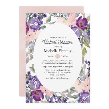 Blush, Violet & Plum Virtual Baby or Bridal Shower Invitations