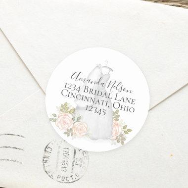 Blush Watercolor  Return Address Classic Round Sticker