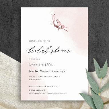 BLUSH WATERCOLOR BUTTERFLY BRIDAL SHOWER INVITE