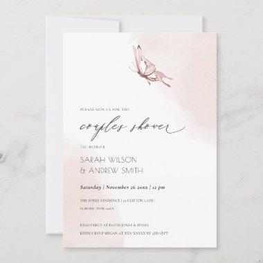 BLUSH WATERCOLOR BUTTERFLY COUPLES SHOWER INVITE