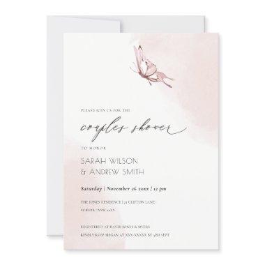 BLUSH WATERCOLOR BUTTERFLY COUPLES SHOWER INVITE