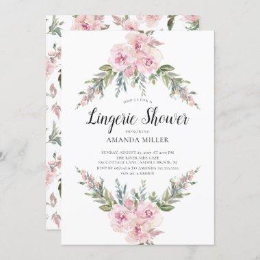Blush Watercolor Floral Bridal Lingerie Shower Invitations