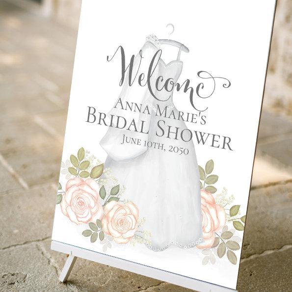 Blush Watercolor Floral Bridal Shower Welcome Foam Board