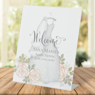 Blush Watercolor Floral Bridal Shower Welcome Pede Pedestal Sign