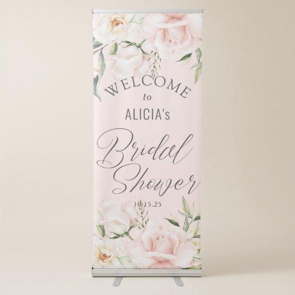 Blush watercolor floral bridal shower welcome sign