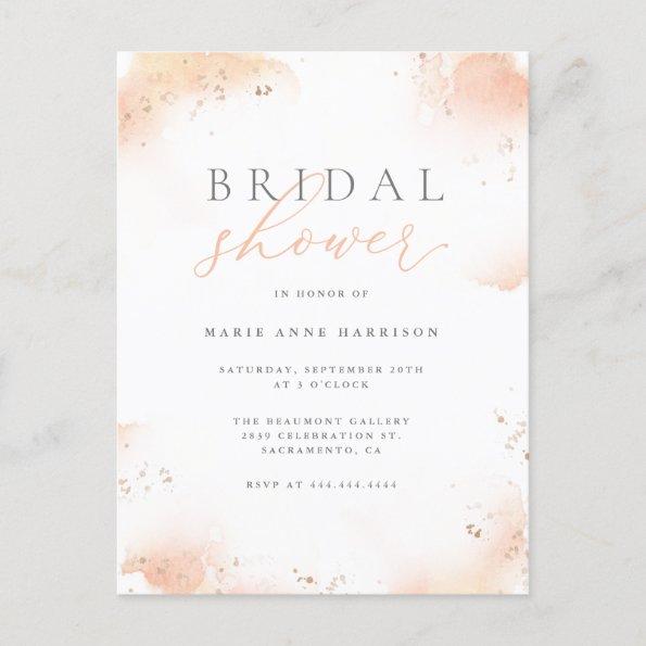 Blush Watercolor Script & Gold Dust Bridal Shower Invitation PostInvitations