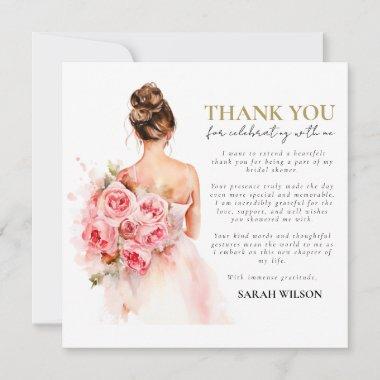 Blush Watercolor Wedding Bridal Shower Thank You Invitations
