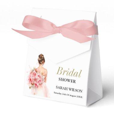 Blush Watercolor Wedding Gown Bridal Shower Favor Boxes