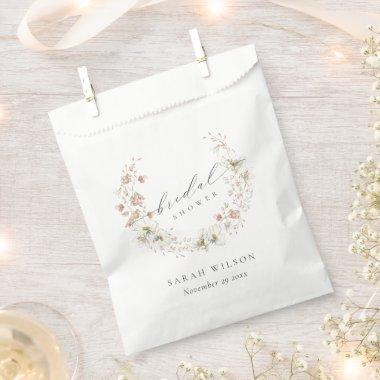 Blush White Meadow Floral Wreath Bridal Shower Favor Bag