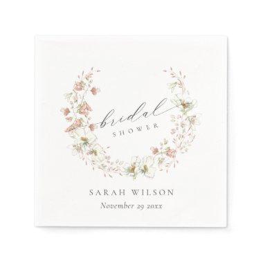 Blush White Meadow Floral Wreath  Napkins