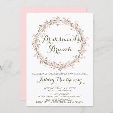Blush Winter Wreath Bridesmaids Brunch Invitations