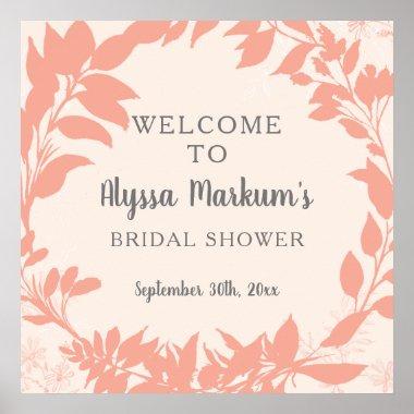 Blush Wreath Floral Bridal Shower Welcome Sign