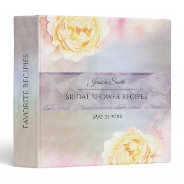 Blushed boho Watercolor peony bridal shower recipe 3 Ring Binder