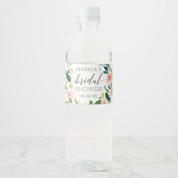 Blushing Blooms Bridal Shower Water Bottle Labels