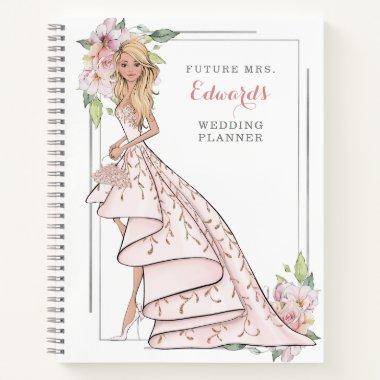 Blushing Bride in Gown Wedding Planner Notebook