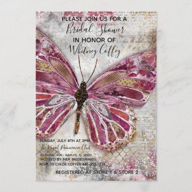 Blushing Butterfly Bridal Shower Invitations