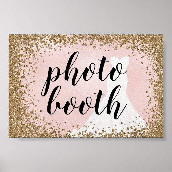 Blushing Glitter Bride Dress Bridal Photo Booth Poster