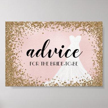 Blushing Glitter Bride Dress Bridal Shower Advice Poster
