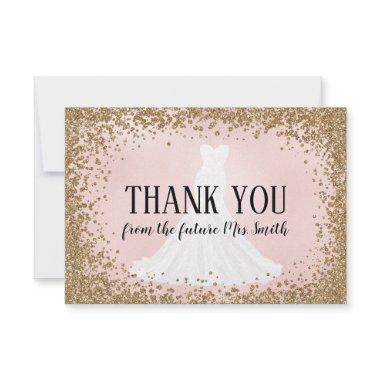 Blushing Glitter Bride Future Mrs. Thank You Invitations