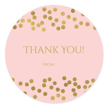 Blushing Pink & Gold Faux Foil Confetti Dots Favor Classic Round Sticker