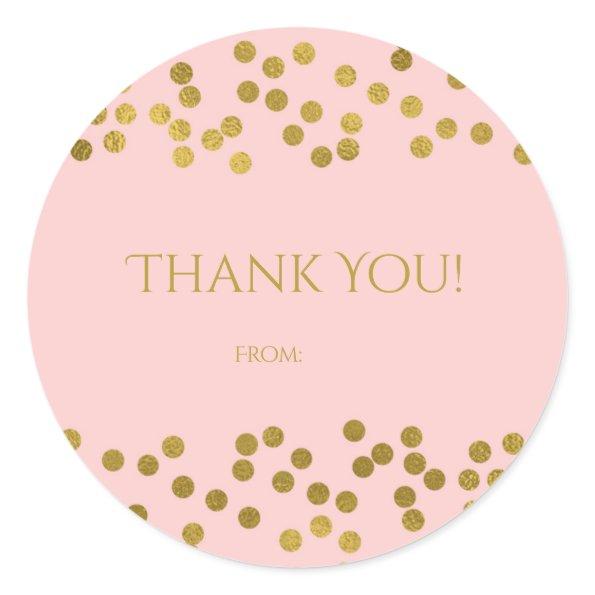 Blushing Pink & Gold Faux Foil Confetti Dots Favor Classic Round Sticker