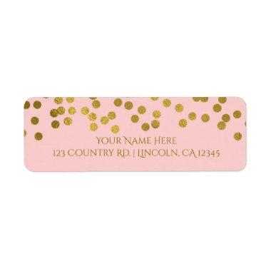 Blushing Pink & Gold Faux Foil Confetti Dots Label