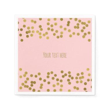 Blushing Pink & Gold Faux Foil Confetti Dots Paper Napkins