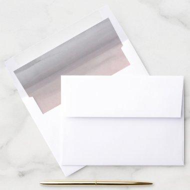Blushing Pink & Grey Modern Watercolor Glam Envelope Liner