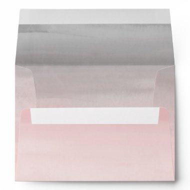 Blushing Pink & Grey Modern Watercolor Ombre Envelope