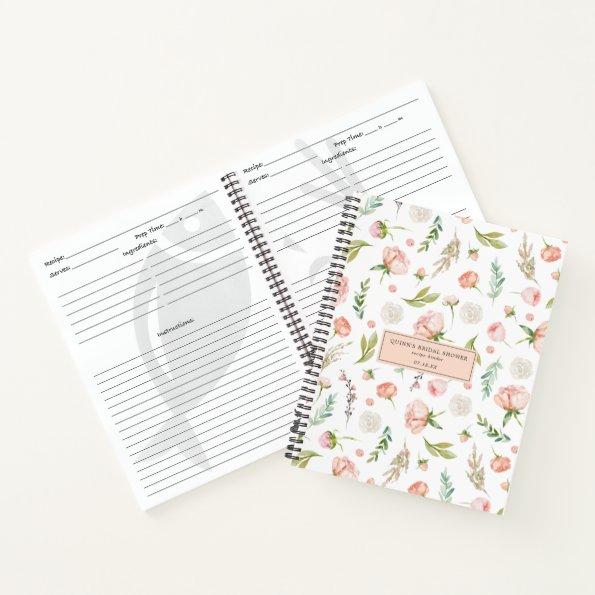 Blushing Summer Floral | Bridal Shower Recipe Notebook