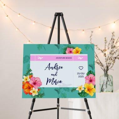 Boarding Pass Destination Wedding Welcome Foam Board