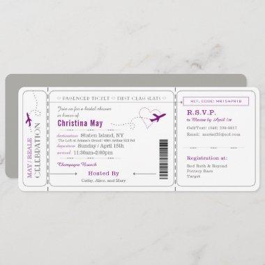 Boarding Pass Ticket Bridal Shower Invitations