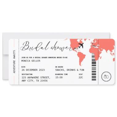 Boarding Pass Travel Themed Coral