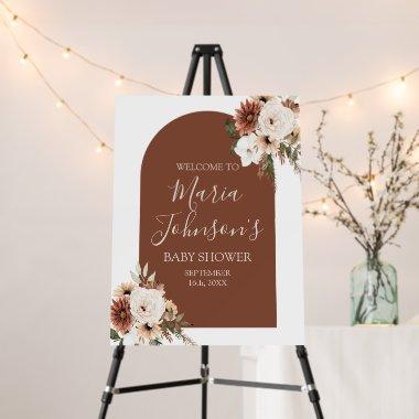 Bohemian Arch Terracota White Floral Welcome Sign