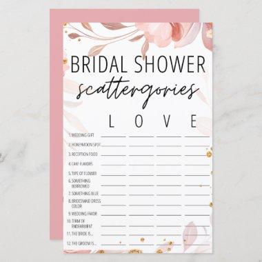 Bohemian Blush Bridal Shower Scattergories Game