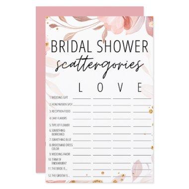 Bohemian Blush Bridal Shower Scattergories Game