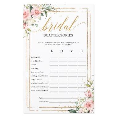 Bohemian blush floral Bridal Scattergories game