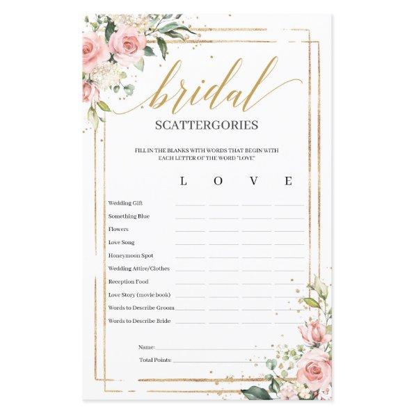 Bohemian blush floral Bridal Scattergories game