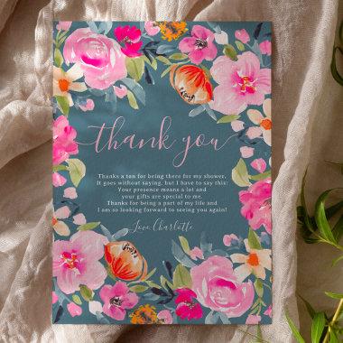 Bohemian bold floral watercolor bridal shower thank you Invitations
