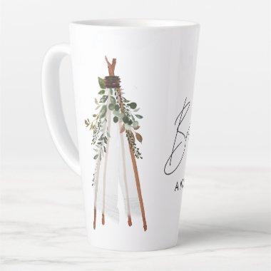 Bohemian bride to be teepee botanical contemporary latte mug
