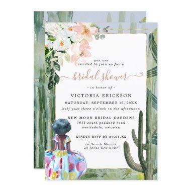 Bohemian Cactus Desert Floral Bridal Shower Invita Invitations