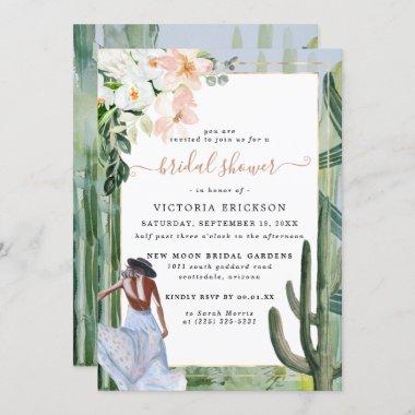 Bohemian Cactus Desert Floral Bridal Shower Invita Invitations