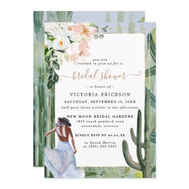 Bohemian Cactus Desert Floral Bridal Shower Invita Invitations